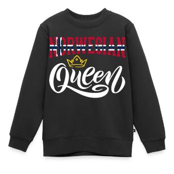 Reine norvégienne Norvège Drapeau norvégien - Sweat Premium enfant bio - noir - Devant - AI Model Kid Female (0cm)