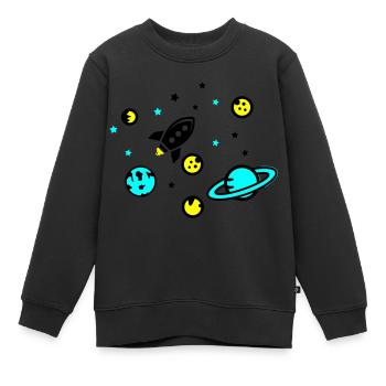 Univers - Sweat Premium enfant bio - noir - Devant - AI Model Kid Female (0cm)