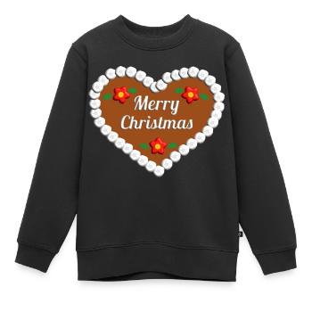 Frohe Weihnachten Lebkuchenherz Geschenk - Kinder Premium Organic Sweatshirt - Schwarz - Vorne - AI Model Kid Female (0cm)