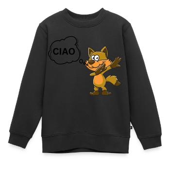 Cooler Fuchs CIAO Tier Geschenkidee - Kinder Premium Organic Sweatshirt - Schwarz - Vorne - AI Model Kid Female (0cm)