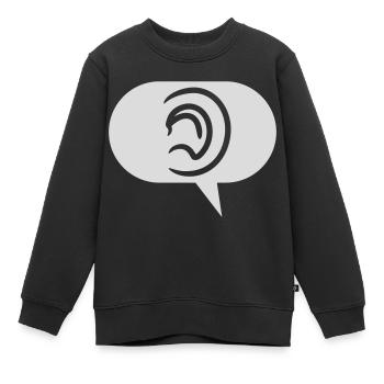 Percevoir les sons Symbole bulle de parole - Sweat Premium enfant bio - noir - Devant - AI Model Kid Female (0cm)
