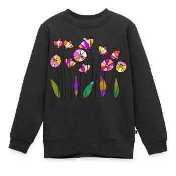 Fleur - Sweat Premium enfant bio - noir - Devant - AI Model Kid Female (0cm)