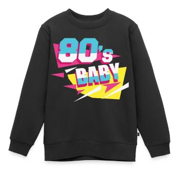 80s Baby - Kids Premium Organic Sweatshirt - black - Front - AI Model Kid Female (0cm)