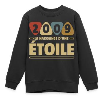 date de naissance 2009 / anniversaire année 2009 - Sweat Premium enfant bio - noir - Devant - AI Model Kid Female (0cm)