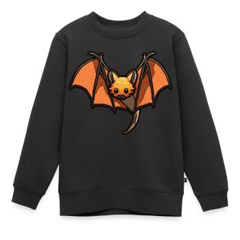 Flughund oder Fledermaus in schöner retro Grafik - Kinder Premium Organic Sweatshirt - Schwarz - Vorne - AI Model Kid Female (0cm)
