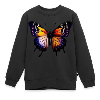 Mehrfarbiger Schmetterling - Kinder Premium Organic Sweatshirt - Schwarz - Vorne - AI Model Kid Female (0cm)
