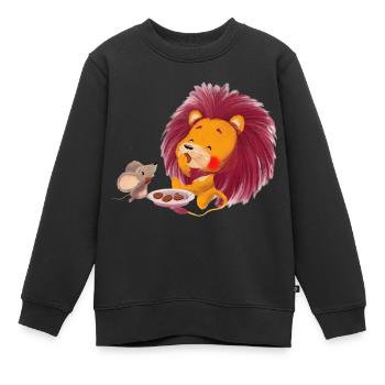 Lio Löwe und Eddy naschen - Kinder Premium Organic Sweatshirt - Schwarz - Vorne - AI Model Kid Female (0cm)