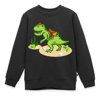 Cowboy T-Rex mit kleinem Hut und Sattel - Kinder Premium Organic Sweatshirt - Schwarz - Vorne - AI Model Kid Female (0cm)