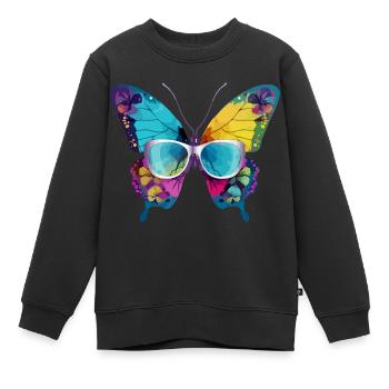 Harry, der bebrillte Schmetterling - Kinder Premium Organic Sweatshirt - Schwarz - Vorne - AI Model Kid Female (0cm)