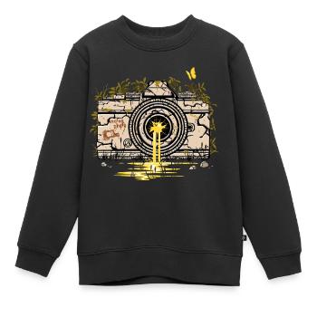 Appareil photo ruine - Sweat Premium enfant bio - noir - Devant - AI Model Kid Female (0cm)