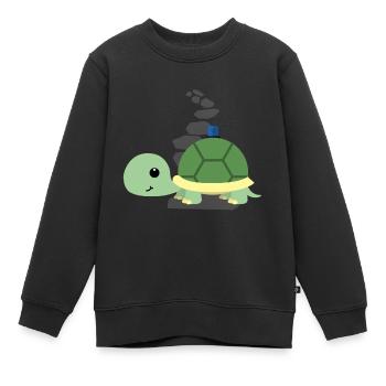 Blaulicht-Schildi | Geschenk, Geschenkide - Kinder Premium Organic Sweatshirt - Schwarz - Vorne - AI Model Kid Female (0cm)