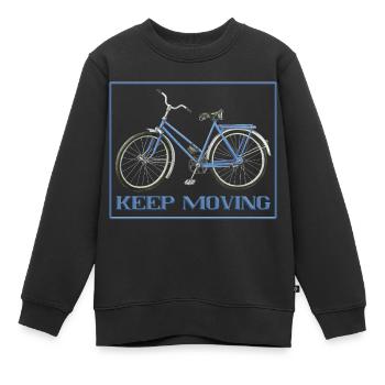 keep moving - Kids Premium Organic Sweatshirt - black - Front - AI Model Kid Female (0cm)