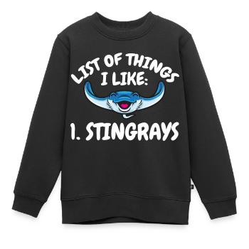 Raies pastenagues, raies manta, raies océaniques, raies - Sweat Premium enfant bio - noir - Devant - AI Model Kid Female (0cm)