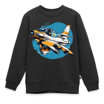 Wütendes Vulkanflugzeug - Kinder Premium Organic Sweatshirt - Schwarz - Vorne - AI Model Kid Female (0cm)