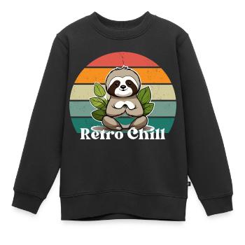 Retro Faultier: Chillen im Retro Style - Kinder Premium Organic Sweatshirt - Schwarz - Vorne - AI Model Kid Female (0cm)