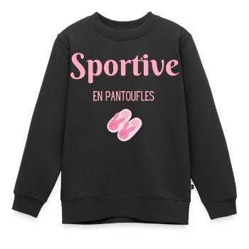 Sportive en pantoufles - Sweat Premium enfant bio - noir - Devant - AI Model Kid Female (0cm)