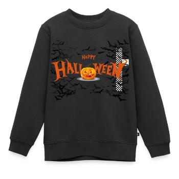 Happy Halloween citrouille - Sweat Premium enfant bio - noir - Devant - AI Model Kid Female (0cm)