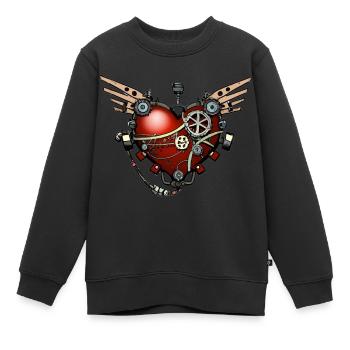 Steampunk Herz - Kinder Premium Organic Sweatshirt - Schwarz - Vorne - AI Model Kid Female (0cm)