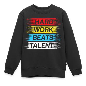 Hard work beats talent - Kids Premium Organic Sweatshirt - black - Front - AI Model Kid Female (0cm)