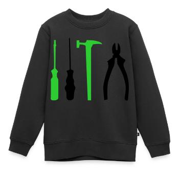 outil - Sweat Premium enfant bio - noir - Devant - AI Model Kid Female (0cm)