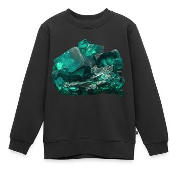 Fluorit grün Flussspat Mineral Kristall - Kinder Premium Organic Sweatshirt - Schwarz - Vorne - AI Model Kid Female (0cm)