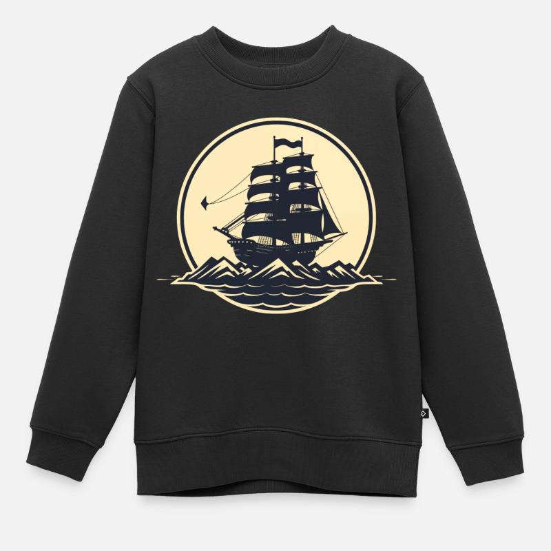 Piratenschiff - Kinder Premium Organic Sweatshirt - Schwarz