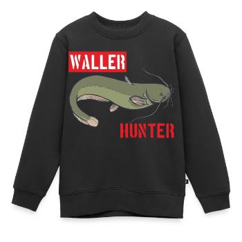 Wallerhunter Waller Hunter Wels Jäger Catfish - Kinder Premium Organic Sweatshirt - Schwarz - Vorne - AI Model Kid Female (0cm)