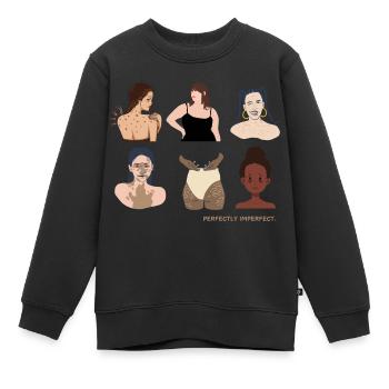 Perfekt unperfekt - Kinder Premium Organic Sweatshirt - Schwarz - Vorne - AI Model Kid Female (0cm)