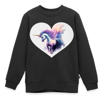 Coeur de licorne - Sweat Premium enfant bio - noir - Devant - AI Model Kid Female (0cm)