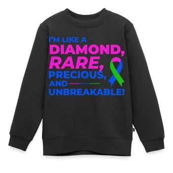 Diamantähnliche seltene Krankheiten zeichnen sich durch das Bewusstsein aus - Kinder Premium Organic Sweatshirt - Schwarz - Vorne - AI Model Kid Female (0cm)