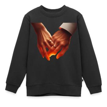 Händchen halten - Kinder Premium Organic Sweatshirt - Schwarz - Vorne - AI Model Kid Female (0cm)