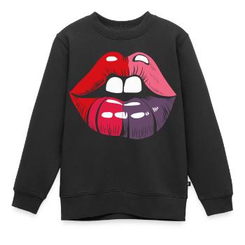 LIPPEN - Kinder Premium Organic Sweatshirt - Schwarz - Vorne - AI Model Kid Female (0cm)