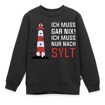 Je n’ai rien à faire, je dois juste aller au phare de Sylt - Sweat Premium enfant bio - noir - Devant - AI Model Kid Female (0cm)