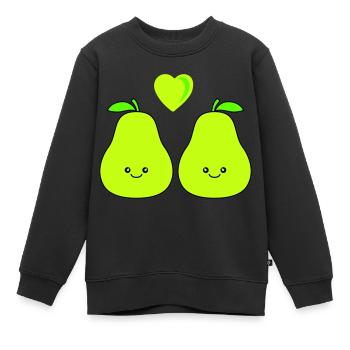 birne comic love - Kinder Premium Organic Sweatshirt - Schwarz - Vorne - AI Model Kid Female (0cm)