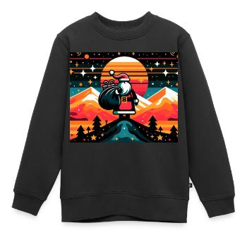Graphique Père Noël, Père Noël sur la montagne - Sweat Premium enfant bio - noir - Devant - AI Model Kid Female (0cm)