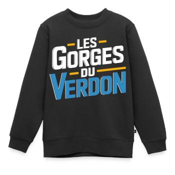 Les Gorges du Verdon - Sweat Premium enfant bio - noir - Devant - AI Model Kid Female (0cm)