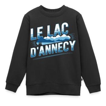 Le Lac d'Annecy - Sweat Premium enfant bio - noir - Devant - AI Model Kid Female (0cm)