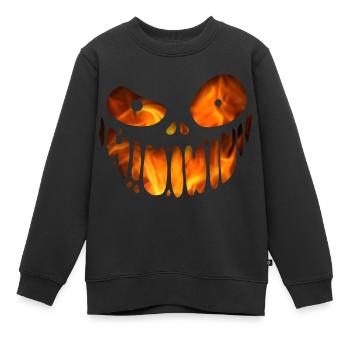 Sourire de crâne ardent - Sweat Premium enfant bio - noir - Devant - AI Model Kid Female (0cm)