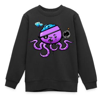 Piraten-Oktopus mit Bombe - Kinder Premium Organic Sweatshirt - Schwarz - Vorne - AI Model Kid Female (0cm)