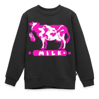 Carton de lait vache rose - Sweat Premium enfant bio - noir - Devant - AI Model Kid Female (0cm)