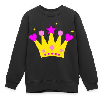 Krone - Kinder Premium Organic Sweatshirt - Schwarz - Vorne - AI Model Kid Female (0cm)