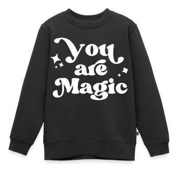 Du bist magisch Motivation Zitate - Kinder Premium Organic Sweatshirt - Schwarz - Vorne - AI Model Kid Female (0cm)