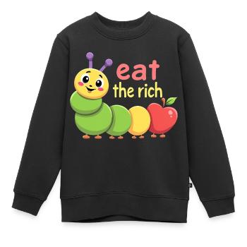 Ver affamé - Chenille Kawaii - Sweat Premium enfant bio - noir - Devant - AI Model Kid Female (0cm)