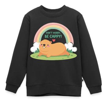 Mach dir keine Sorgen Sei Cappy - Kinder Premium Organic Sweatshirt - Schwarz - Vorne - AI Model Kid Female (0cm)