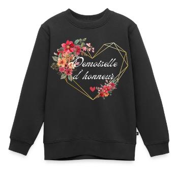 Brautjungfer Gold Herz Blumen - Kinder Premium Organic Sweatshirt - Schwarz - Vorne - AI Model Kid Female (0cm)