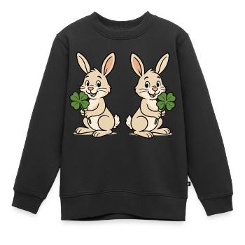 Trèfle de lapin 2 - Sweat Premium enfant bio - noir - Devant - AI Model Kid Female (0cm)