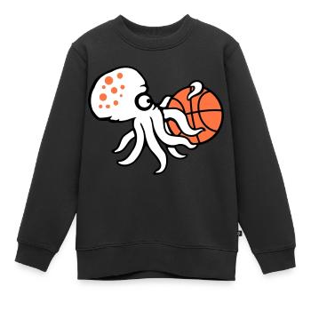 Oktopus Basketball spielen Ball halten Sport Hobby - Kinder Premium Organic Sweatshirt - Schwarz - Vorne - AI Model Kid Female (0cm)
