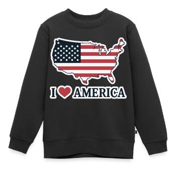ICH LIEBE AMERIKA - Kinder Premium Organic Sweatshirt - Schwarz - Vorne - AI Model Kid Female (0cm)