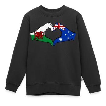 Wales Australia Flag Hands Heart Shape - Kids Premium Organic Sweatshirt - black - Front - AI Model Kid Female (0cm)