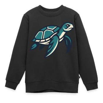 Reisende Meeresschildkröte - Kinder Premium Organic Sweatshirt - Schwarz - Vorne - AI Model Kid Female (0cm)